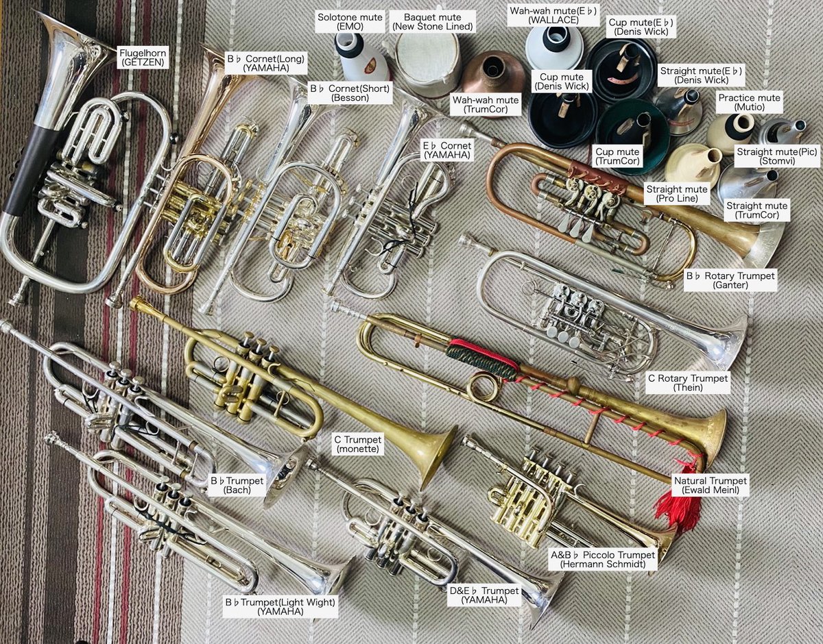 abbs0pc0r's tweet image. トランペットスターターセットVer 2.0です。これくらいあればあらゆるジャンルに対応できるかと思います。
良いトランペットライフを！