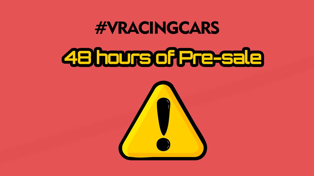 🔊VRacingCars Pre-Sale has started!
Go buy our NFT's earlier than everyone else and with a discount!

#Presale #48hours #vracingcars