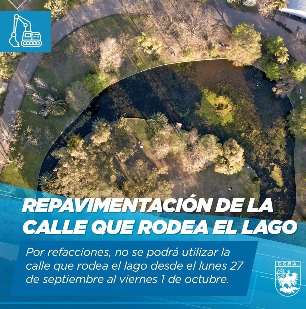 Del lunes 27 de septiembre al viernes 1 de octubre no se podrá usar la calle que rodea al lago.
La estamos repavimentando.
Una obra necesaria, que todos disfrutaremos y cuidaremos.
Disculpen las molestias ocasionadas.
#MuniCumple100
💙🤍💙🤍💙
