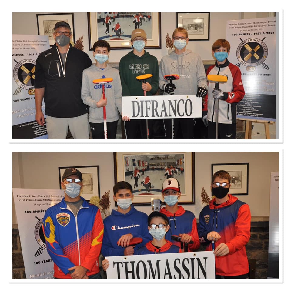 PCCC_U18's tweet photo. Meet the teams playing for the bronze medal Team DiFranco Curling and Team Thomassin.
Voici les deux équipes qui jouent pour la médaille de bronze… Équipe Difranco et Équipe Thomassin. https://t.co/m6BmvKO4E9