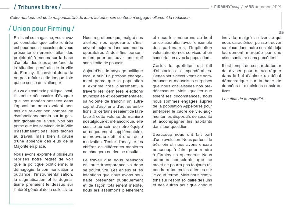 2020Upf's tweet photo. 👉 Retrouvez la "Tribune libre" de la Majorité ! 🗞

Bonne lecture 😉

#Firminy #Ondaine #Loire #upf2020 https://t.co/kXla7Cv9Go