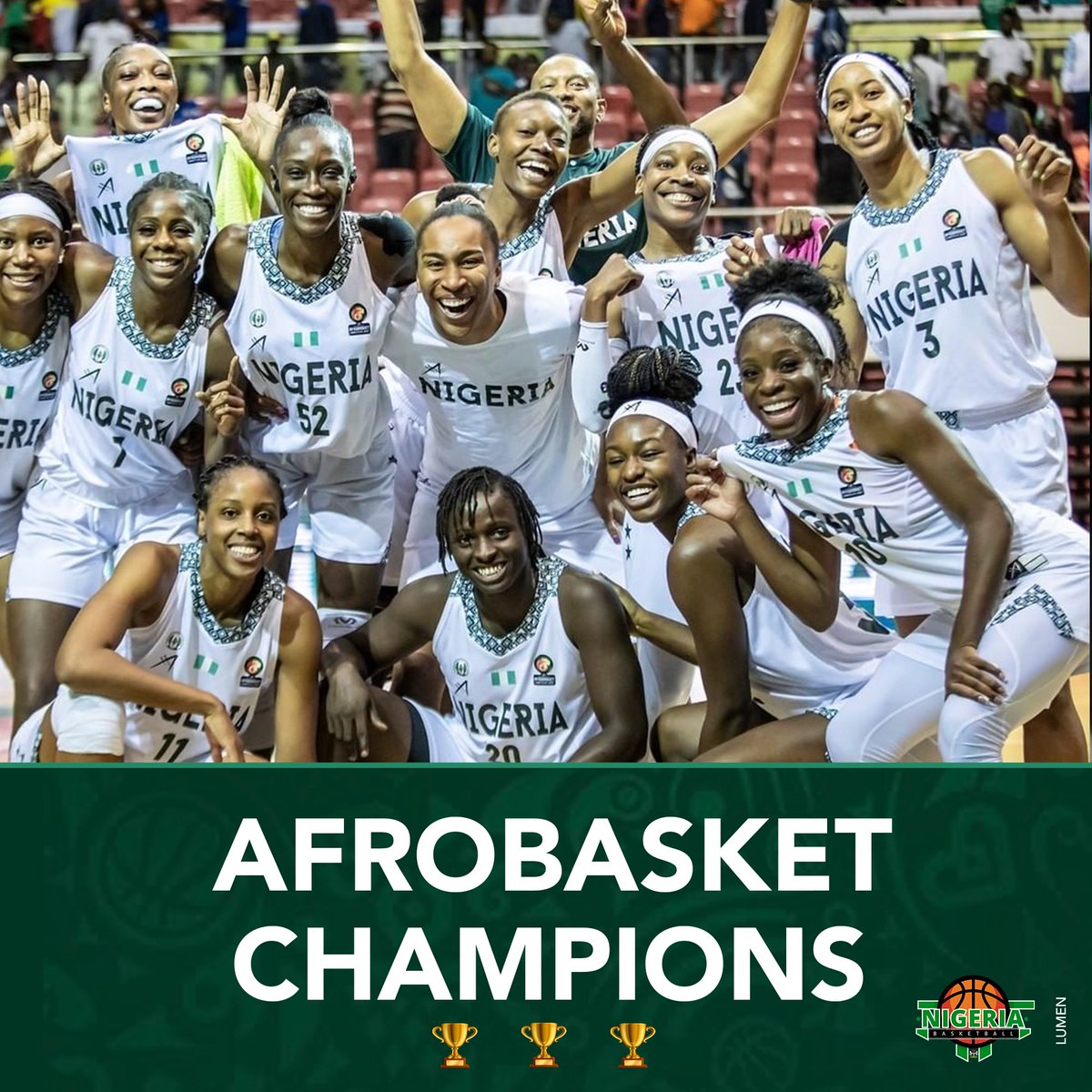 THE QUEENS OF AFRICA. 

THREE-PEAT FOR D’TIGRESS! 

AfroBasket champs again! Congrats to our ladies!🏆
