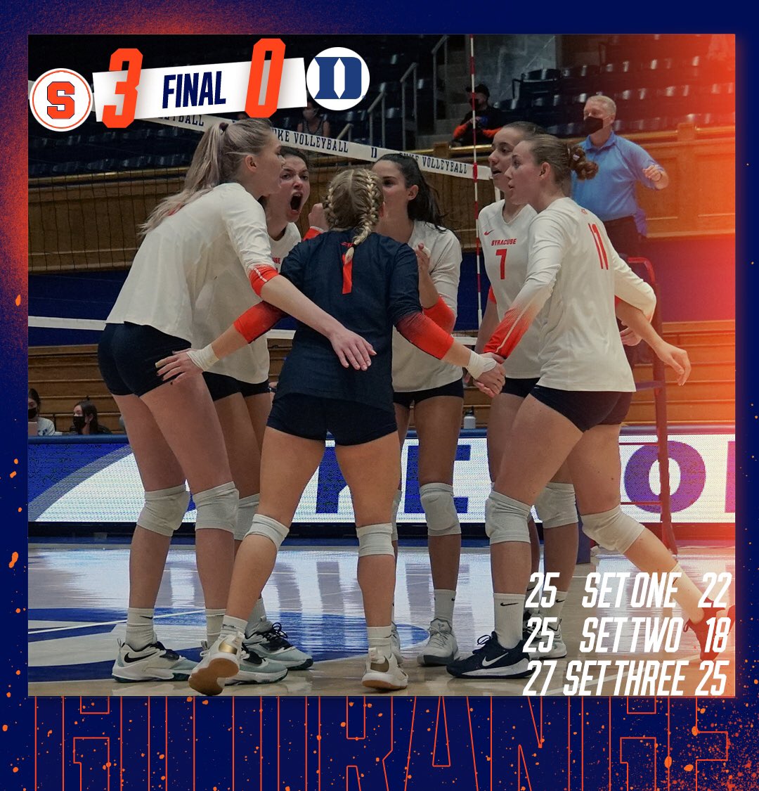 CuseVB's tweet photo. DOWN GO THE DEVILS!! 🍊

Always feels good when you #BeatDuke

We return next Friday for our first home ACC match vs. Wake Forest!! https://t.co/5bqbfbRJsc