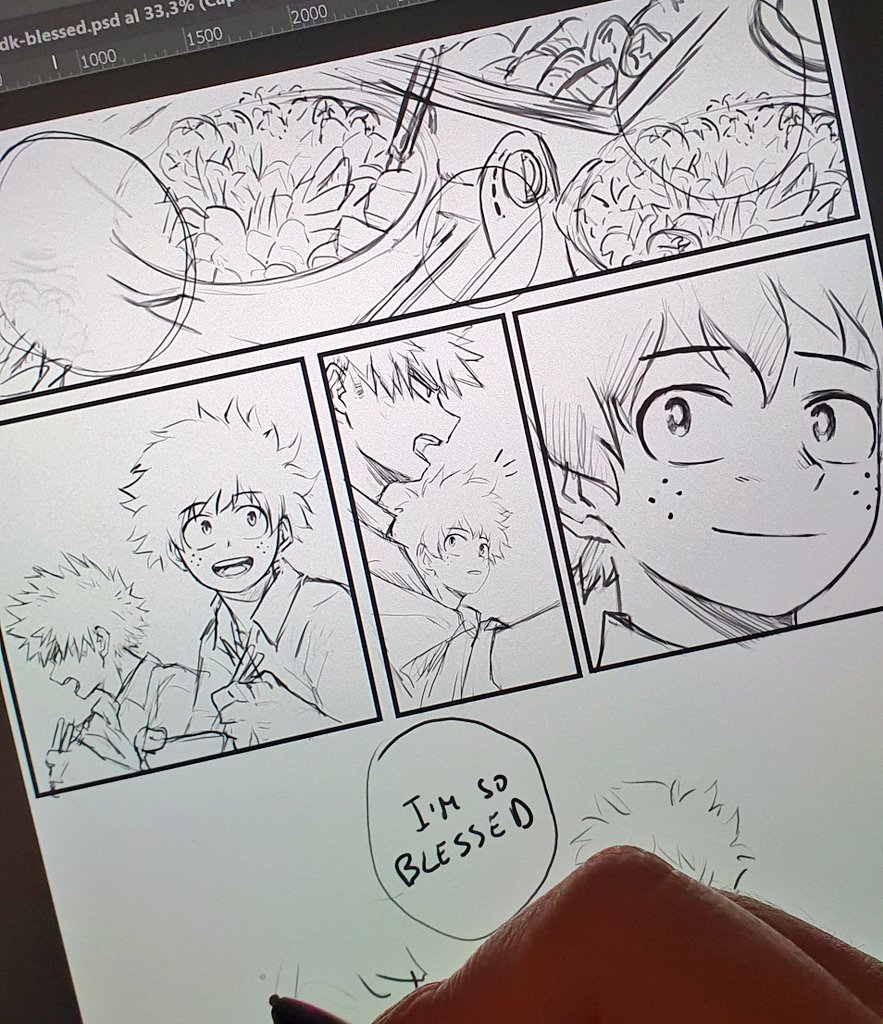 #wip New BkDk short comic is coming! I will post it this tuesday 😊 I know i have many drawings to finish but after saw the last episode of the anime my hand started to draw abd need to finish this one first 🙈
I'm so blessed... 💚
.
#sketch #BNHA #BKDK #bakudeku #MyHeroAcademia 