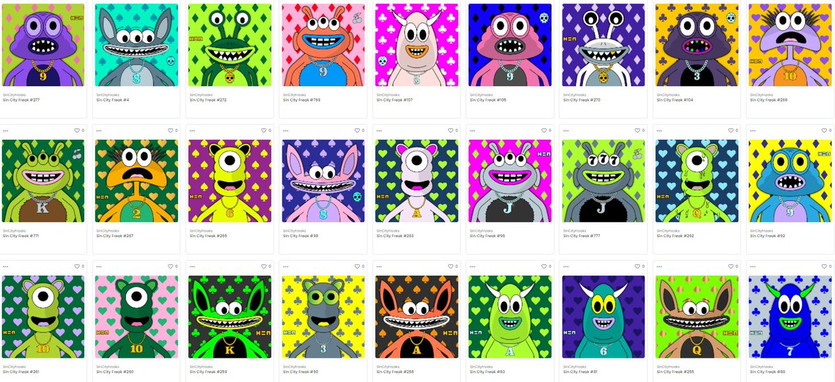 <a href="/SinCityFreaks_/">SinCityFreaks</a> NFT Airdrop is beginning, and is there a more fun, original looking NFT crew out there? None of the copycat shat. All original, 1 of 1's. Get yourself a token here and get airdropped a NFT same day and join 1 of our 3 Teams - DAO Art Sports opensea.io/collection/sin…