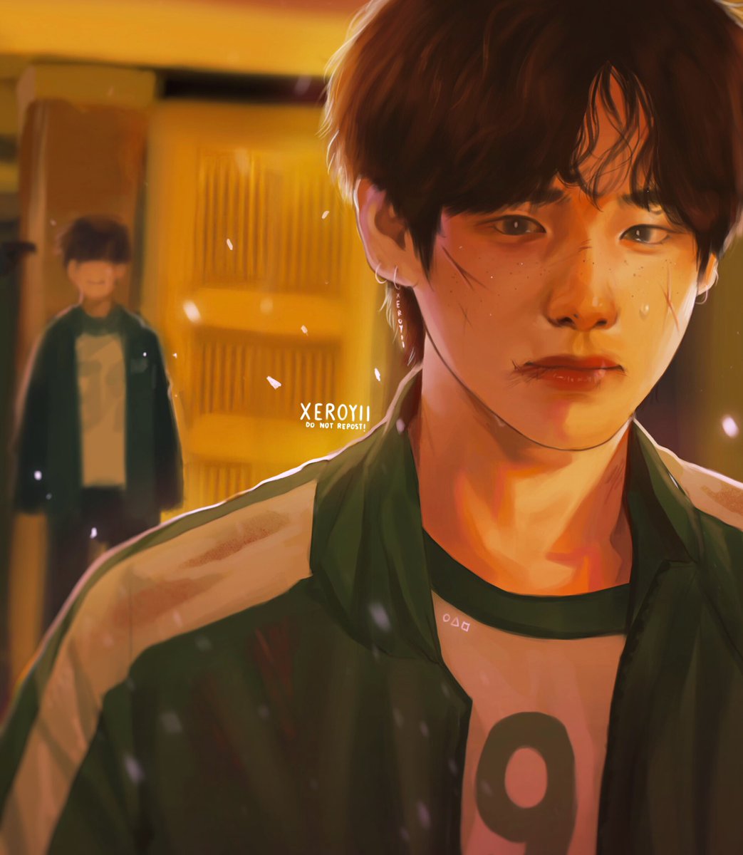 xeroyii's tweet image. “thank you for playing with me.” 

#btsfanart #squidgame #taehyungfanart