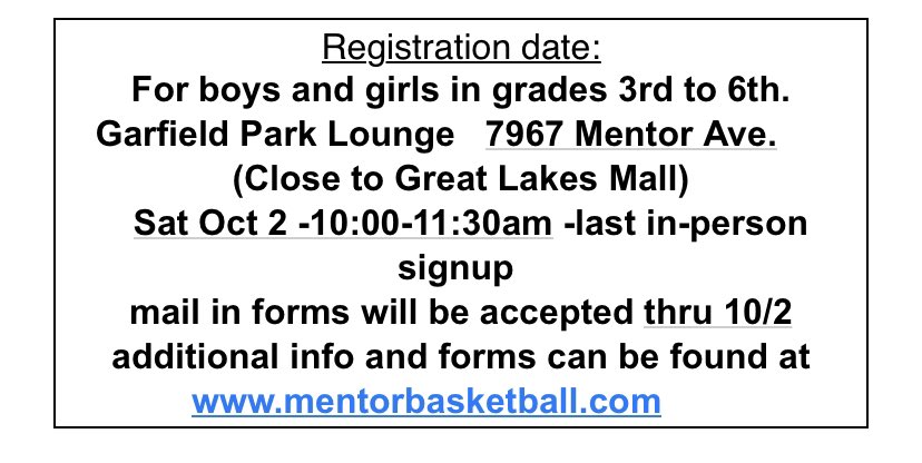 jsorge2's tweet image. Mentor Rec Basketball sign-ups!!