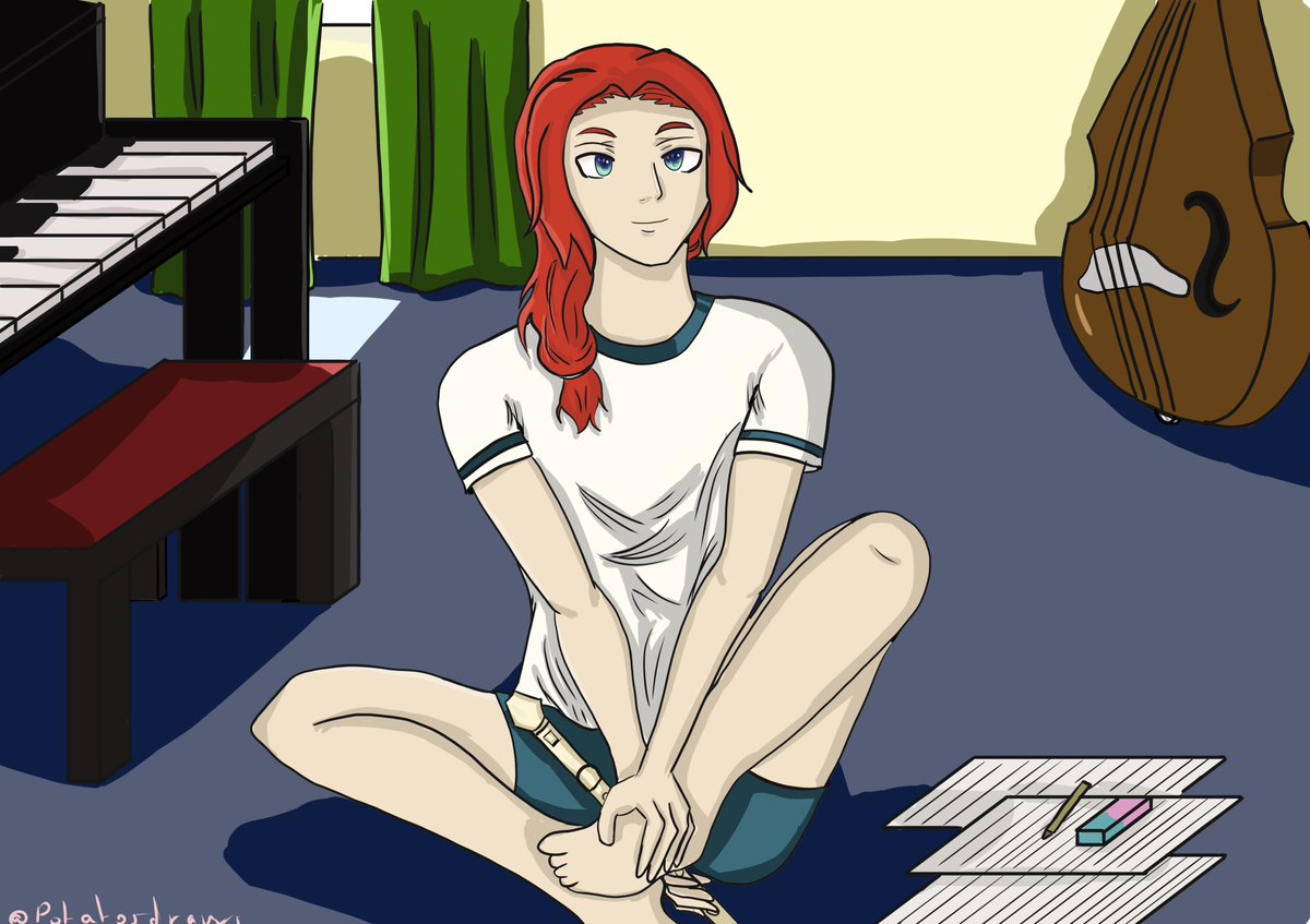 Potatosdraws's tweet photo. With friends, we choose a theme a month and we draw it. It's about time I post my drawing from this challenge.
May: divine being
June: Music
July: Fireworks
August: it was the sketch
Septembre: School

Well... I still have a lot of improvement to do, but it was fun to draw~ https://t.co/BBwYrtbupK