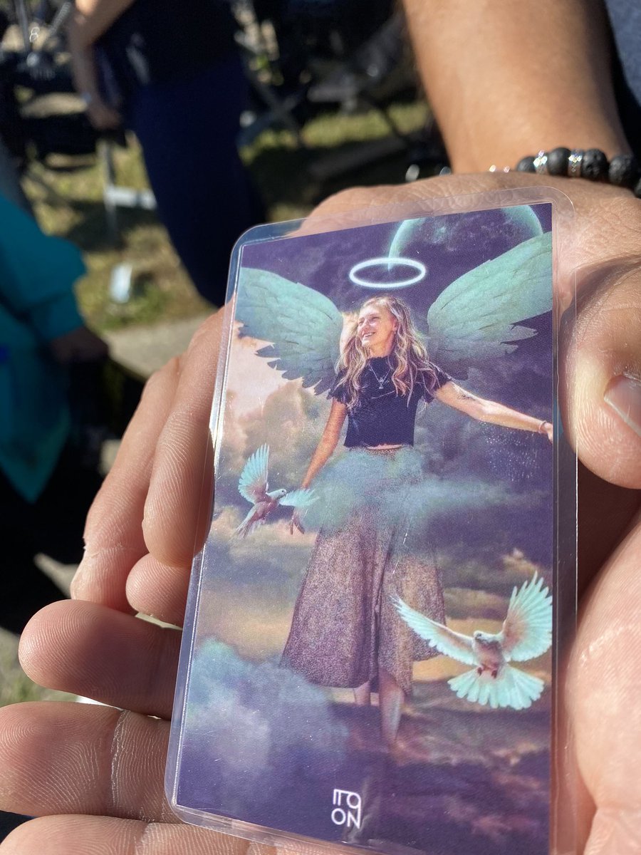 JohnAsbury's tweet image. Each mourner will be given a prayer card with a painting of #GabbyPetito and a poem written by her father.