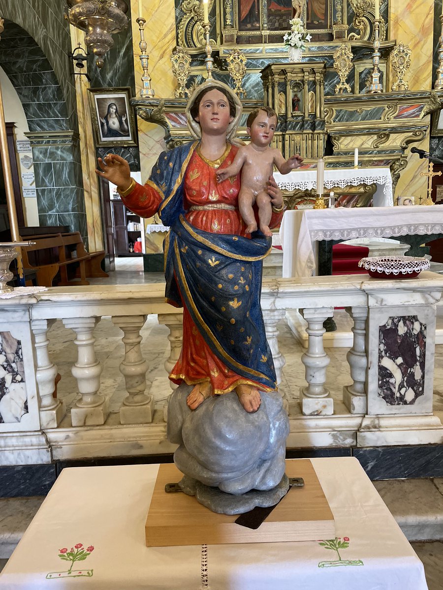 CorceSanta's tweet photo. Retour de la statue de la Vierge à l’enfant. 
Après plusieurs mois de restauration à Florence la voici chez elle.
 La statue de la Vierge partira à son tour à Florence pour se faire une seconde jeunesse. 
Un grand merci à la tous d’avoir répondu présent pour notre souscription. https://t.co/tsIhg2Vk49