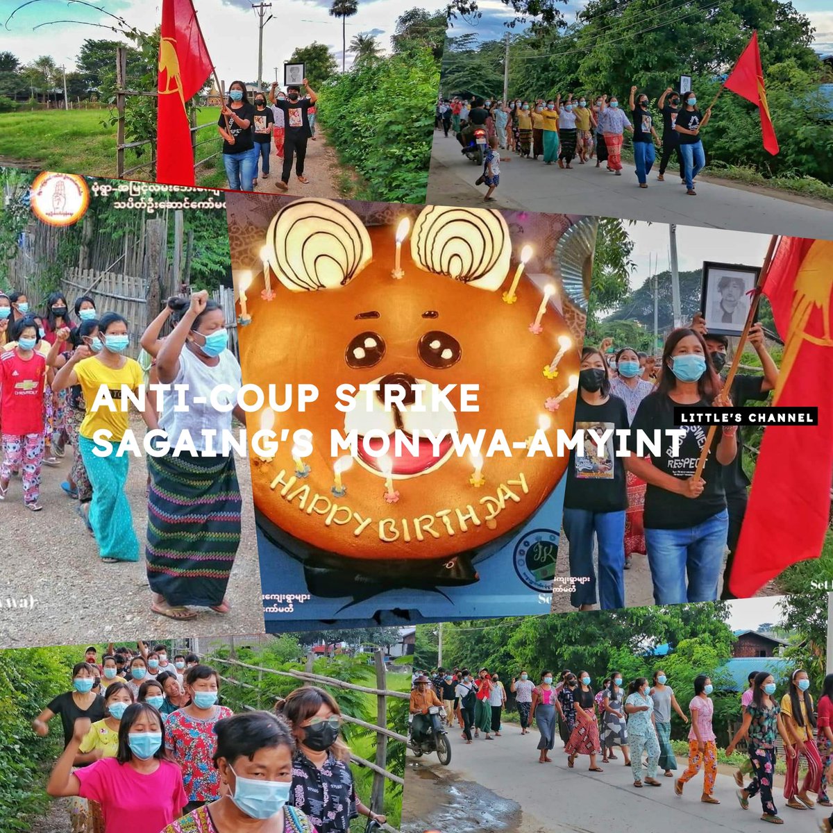 Anti-coup strike in Sagaing's Monywa-Amyint. 🪧  #Sep26Coup #FreezePaymentsToJunta #WhatsHappeningInMyanmar