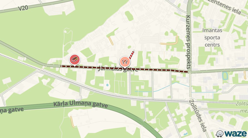 WazeTrafficRIGA's tweet photo. ATJAUNINĀJUMS: Jūrmalas gatve #RigasSastregumi joprojām iestrēgusi. Pievienos ap 22min tavam braucienam https://t.co/d4ZuVTg5lf