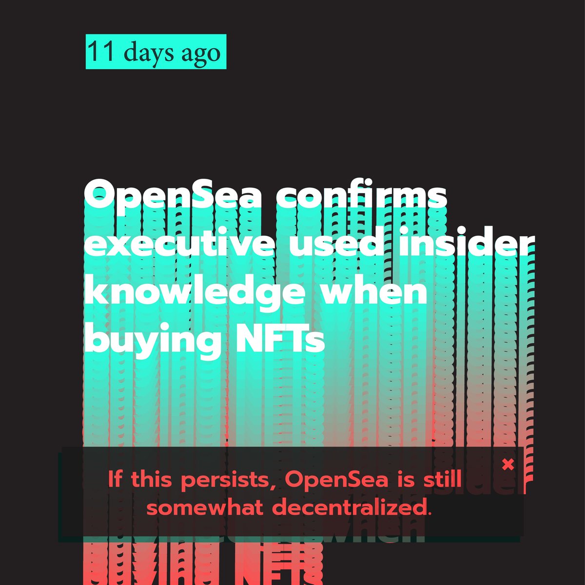 StillOpenSea's tweet photo. @DropNFTArt 11 days ago.
We are still on OpenSea.
https://t.co/V4nLN8UIu0

#NFT #NFTCommunity #nftcollector  #NFTdrops #nftart #StillOpen #decentralized https://t.co/44ne2yNsn2