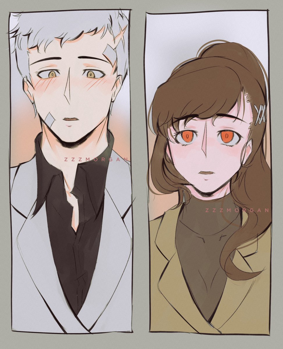sentimorgan's tweet photo. First meeting #akiham AU: "Sanada-senpai, meet our new detective, Arisato-san." 

#akihamweek day1: Firsts, Lasts
(I only chose "firsts" bc I will always draw these 2 happy together I am so sorry) https://t.co/ic7PZcUzsn