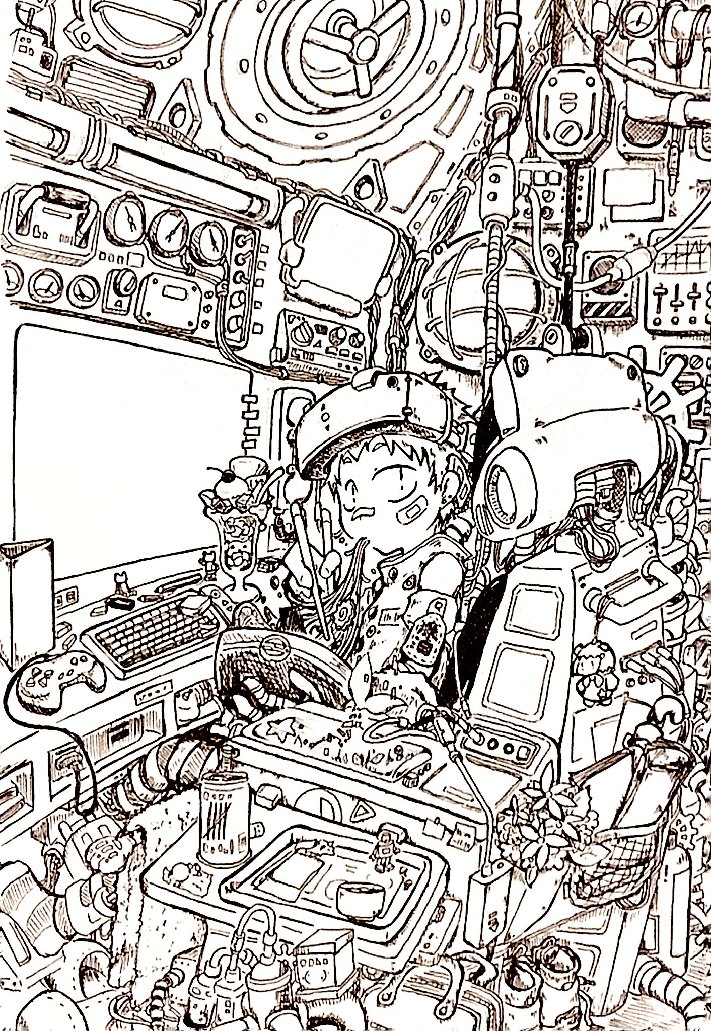 Kinet コックピット風ネットカフェ イラスト ボールペン画 みんなで楽しむtwitter展覧会 絵描きさんと繫がりたい T Co 9ikrmtyoxw Twitter