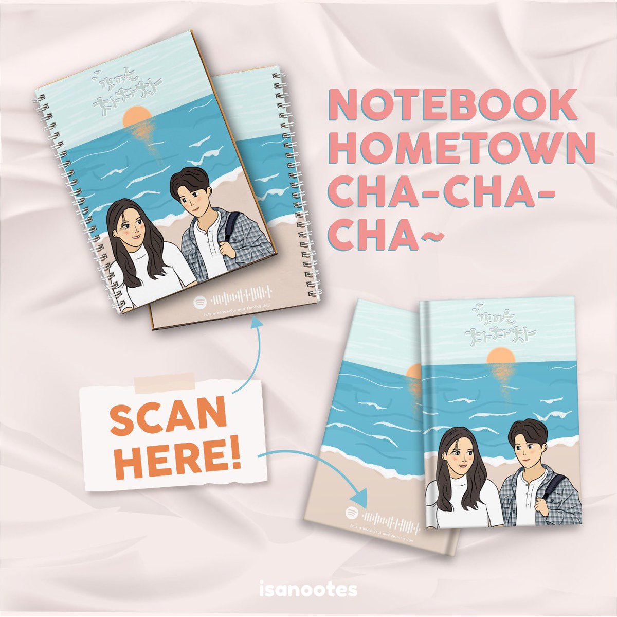 isanootes's tweet photo. Buat kamu yang suka banget sama drakor hometown cha-cha-cha, #isanootes punya cover yang ga kalah gemesnya loh. Dan bisa juga scan lagu romantic sunday!🤩  harganya start from 17rb aja😍 #HometownChaChaChaEp10 
#hometownchachacha #notebookcustom #drakor https://t.co/fVkiwCqT2x