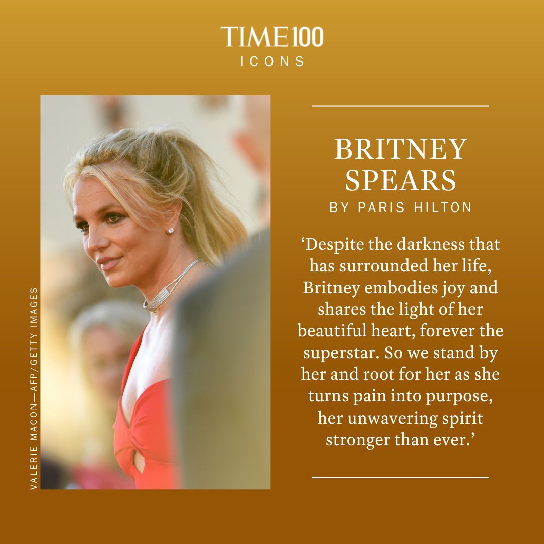 TIME's tweet photo. .@ParisHilton: "When I think of @britneyspears, I see the sweetest soul. A mother. A friend. A fighter" #TIME100 https://t.co/3T7YGs4rVf https://t.co/upCvsy9y5O
