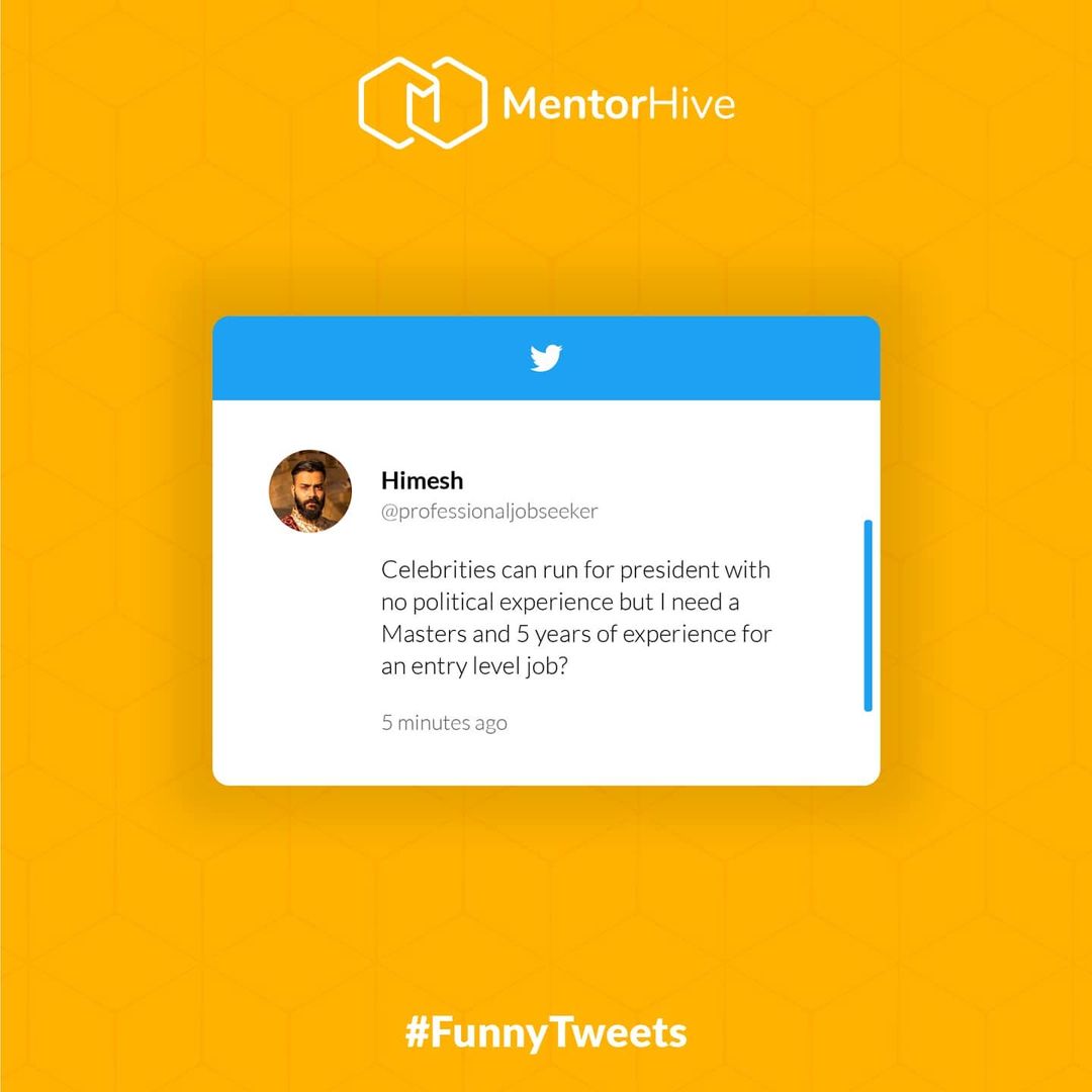 mentorhive_co's tweet photo. Make that make sense.

#twittermarketing #twittermemes #twitterposts #politicstoday #degreecollege #experiencerequired #mentoring #relatabletweets #relatable #professionaljobseeker #mentorhive https://t.co/0LgcRteEqI