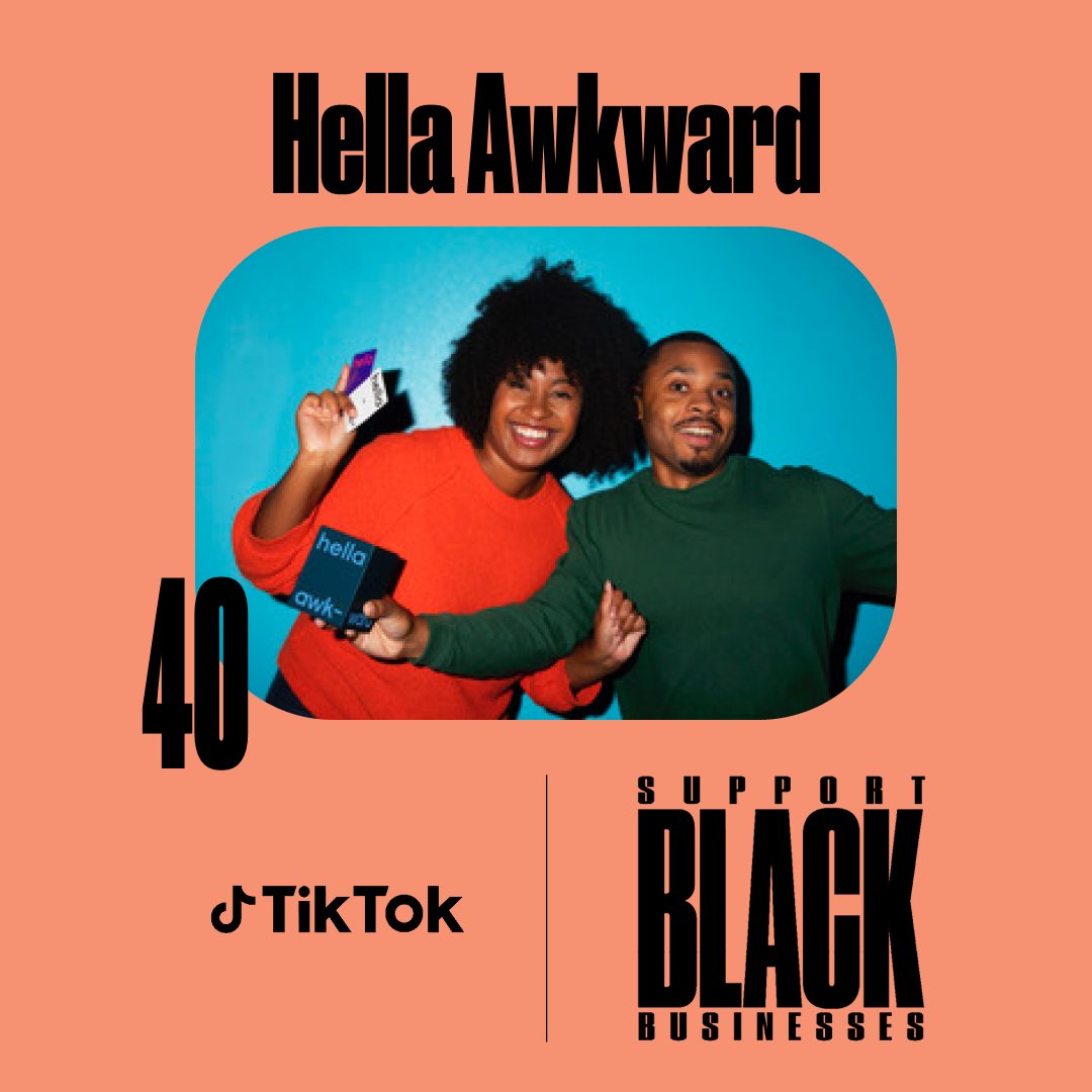 hellawkwardcard's tweet photo. Yoooo!!! Amazing news!!! We have been selected into @tiktok Black Business Initiative ✊🏾 This means so much to be included as only 1 of 40 businesses accepted this year.  If you aren't following us yet, head over to @tiktok and support 🥰 #linkinbio https://t.co/DhOaR2TBAi