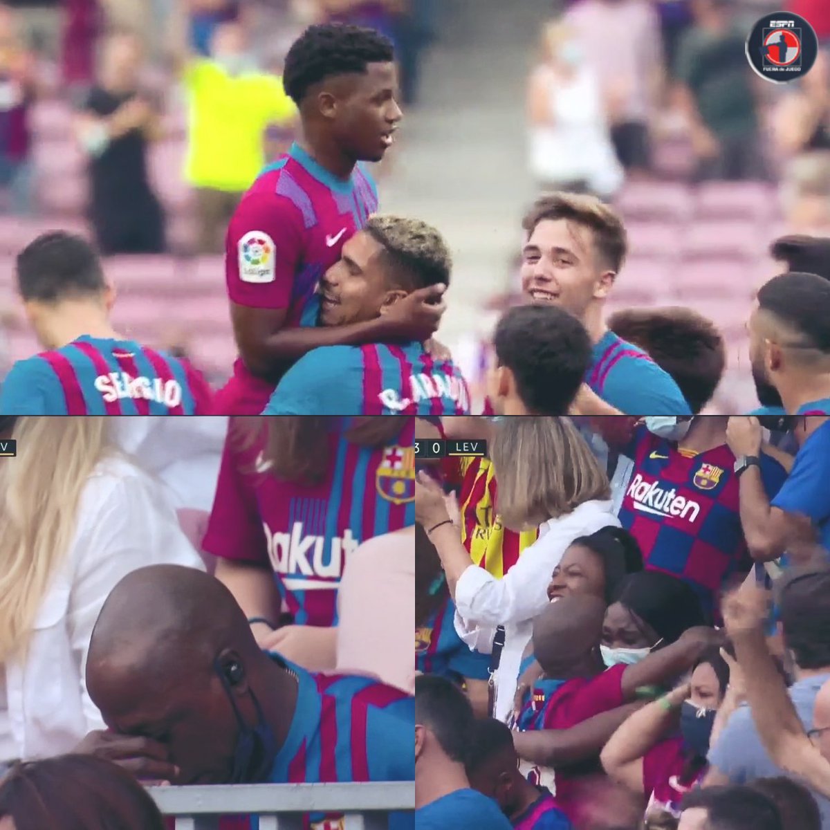 ESPN_FDJ's tweet photo. 🔵🔴 ¡UN GOL QUE GRITA TODO EL BARCELONISMO! 🔵🔴

❤️ Ansu Fati anota en su primer partido con la 10 del Barcelona. 

👏 La imagen de su familia en las tribunas lo dice todo. 

https://t.co/roYcBxqXeP https://t.co/r4irTj39lD