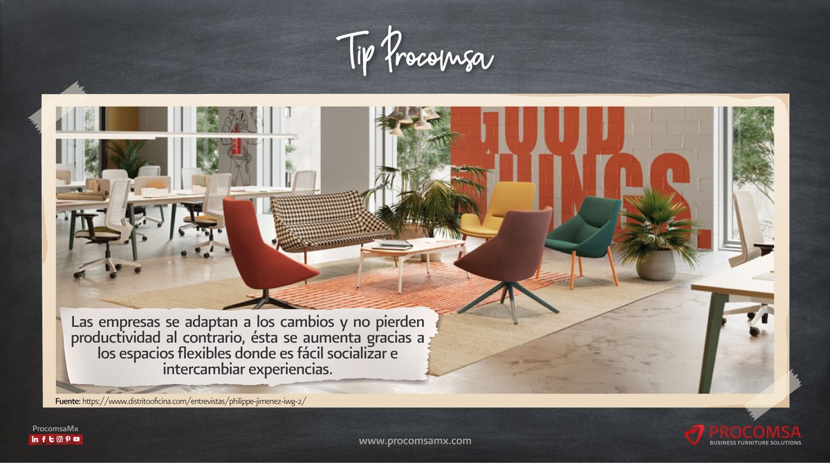 ProcomsaMX's tweet photo. Las pausas para descansar son de gran ayuda para optimizar la productividad.
#ProcomsaMx #BusinessFurnitureSolutions #Oficina #coworking https://t.co/ONhVzmJ3Lj