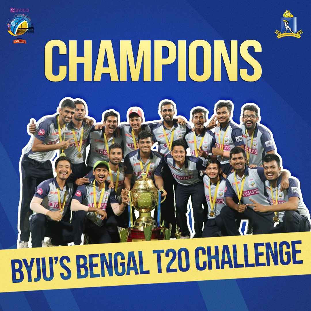CabCricket's tweet photo. The winners of #BYJUS #BengalT20Challenge #BarrackporeBashers gifted us some phenomenal cricket.
The deserving champions left no stone unturned to entertain the lovers of this great game!
#CAB https://t.co/plLz3UWpDx