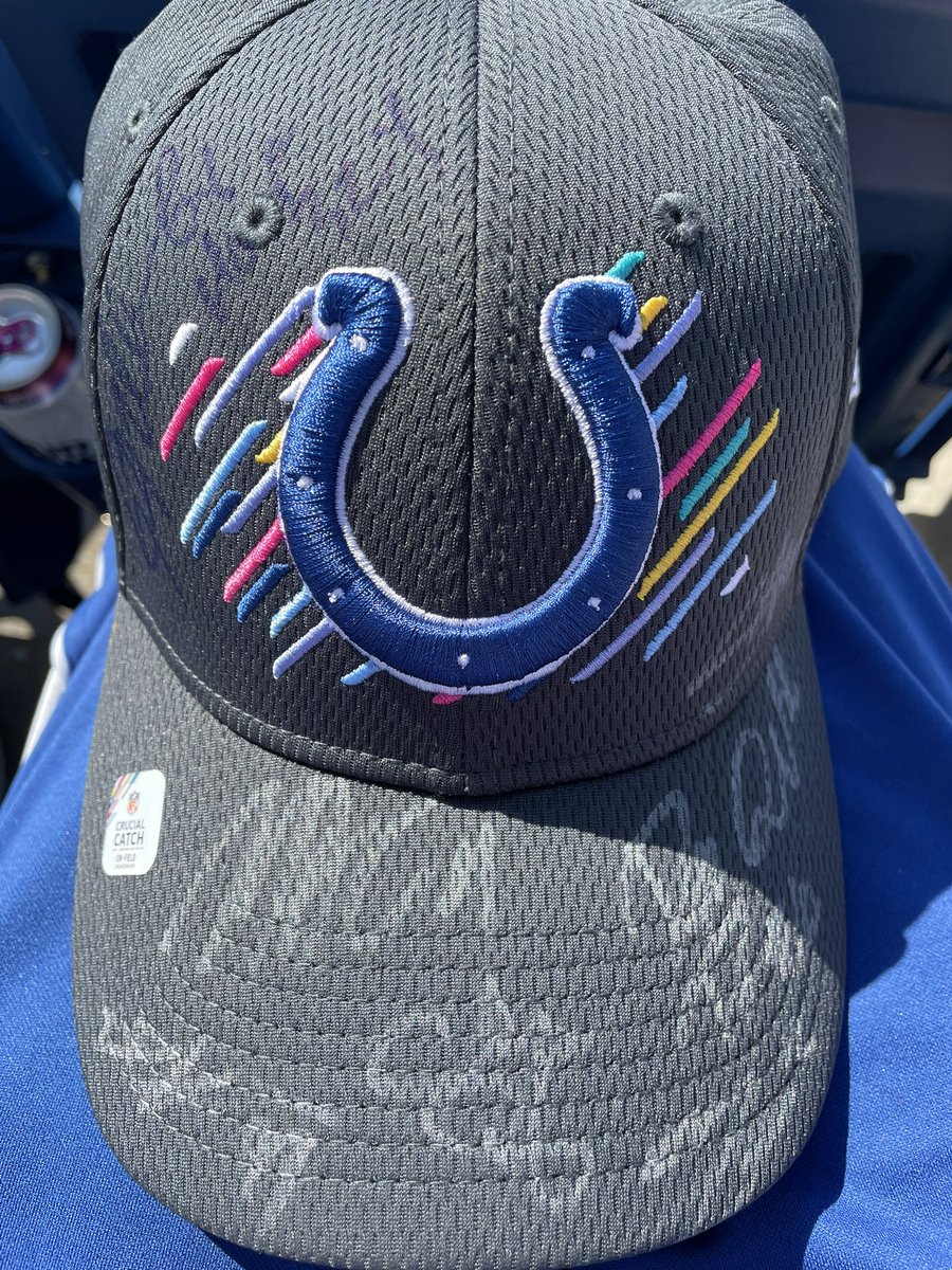 Thank you so much for taking time today to sign my hat! @Colts @MoAlie81 @DeForestBuckner @BigQ56 @dadpat7 @benbanogu @KevinMawae @cirsay #ChrisBallard 
#ForTheShoe #GoColts #KickingTheStigma #WhateverItTakes