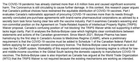 OnadaExpansiva's tweet photo. #PublicHealth #Canada’s Political Choices Restrain Vaccine Equity: The #Bolivia-#Biolyse case. https://t.co/01HgkrPeVo Muhammad Zaheer Abbas @South_Centre #TRIPSwaiver https://t.co/bVf2AZueUE