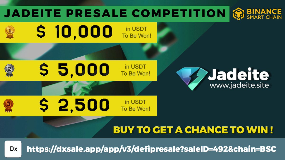 JadeiteToken's tweet photo. @ladycryptonic Enter Jadeite Giveaway! Get your ticket 🎟️ to win up to $10,000 in USDT!

Dxsale: https://t.co/cBaZB9z1fq
TG: https://t.co/g0kljRjYS6
Web: https://t.co/Nyy1tBriJG https://t.co/tmxwzyv5tT