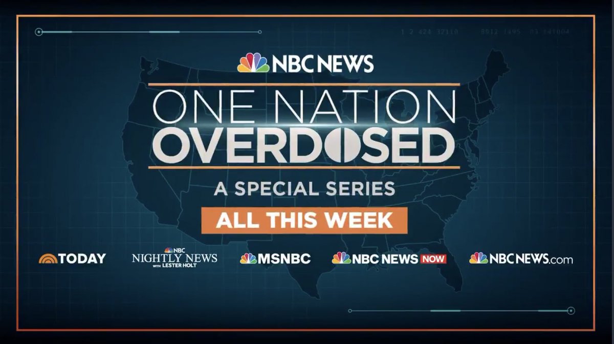 jacobsoboroff's tweet photo. All this week @NBCNews, @MSNBC and @NBCNewsNow are bringing back #OneNationOverdosed for an in-depth examination of why so many people continue to die, who is most at risk, and what can be done to stop it. We hope you’ll tune in. https://t.co/2rpfoZeums