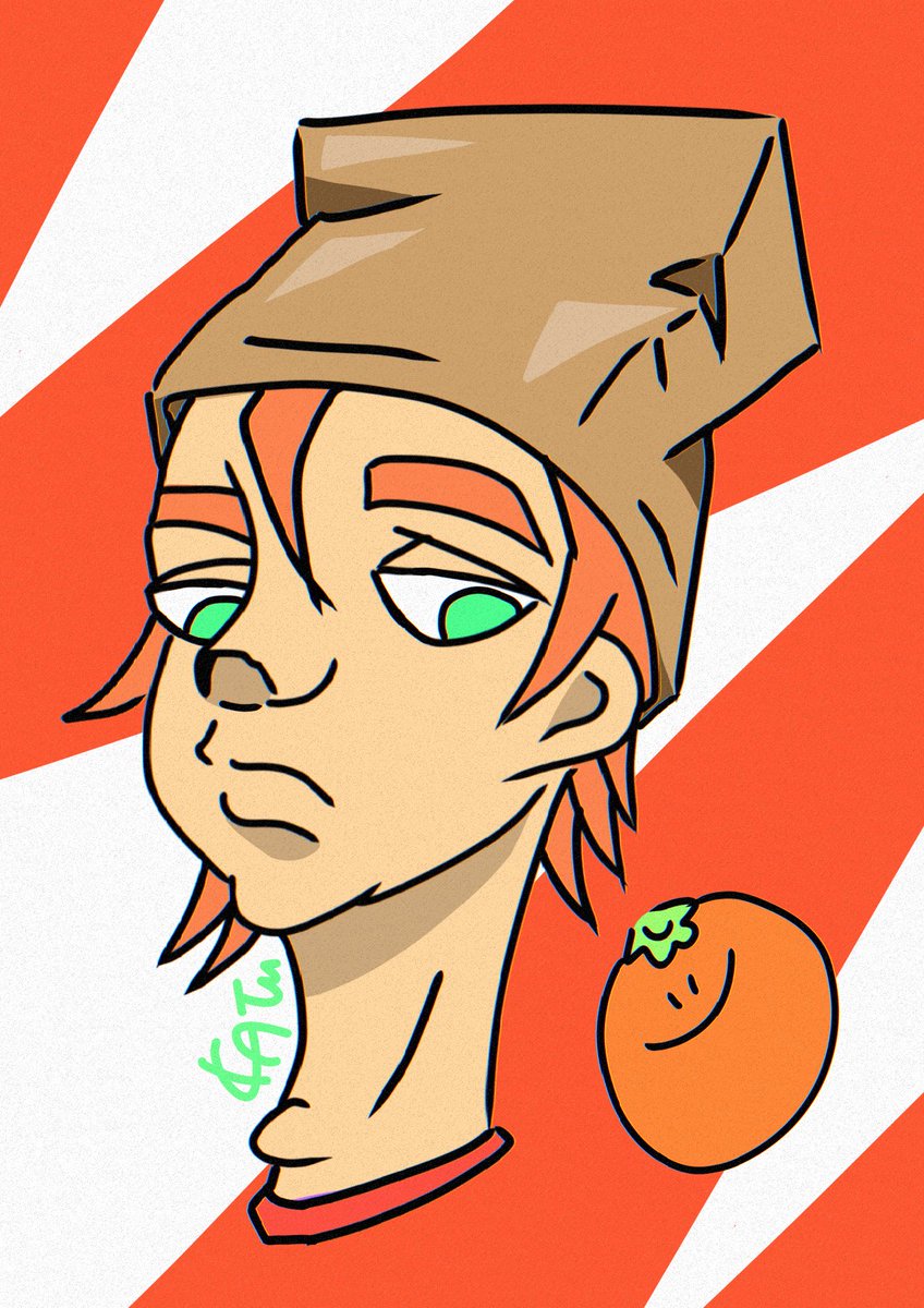 みかんの紙袋かぶるくん Art イラスト 絵 絵描きさんと繋がりたい Atelier Kattyan のイラスト