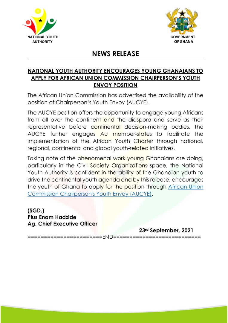 Youthgh's tweet photo. Details of the position are available at https://t.co/O4io3ITTrF

#NationalYouthAuthority #NYA #FacilitatingYouthDevelopment  #AUCYE https://t.co/B6LtsREB1Q