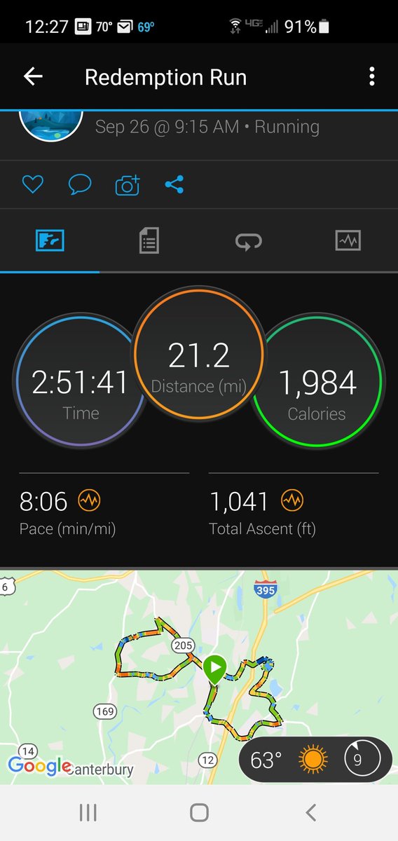 Last long run before Boston.  A bit of redemption after a major bonk after my last 20 miler. Let the blessed taper begin! #BostonBound #AtlasFalls