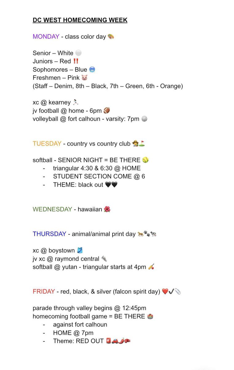 ‼️HOCO WEEK ACTIVITIES‼️