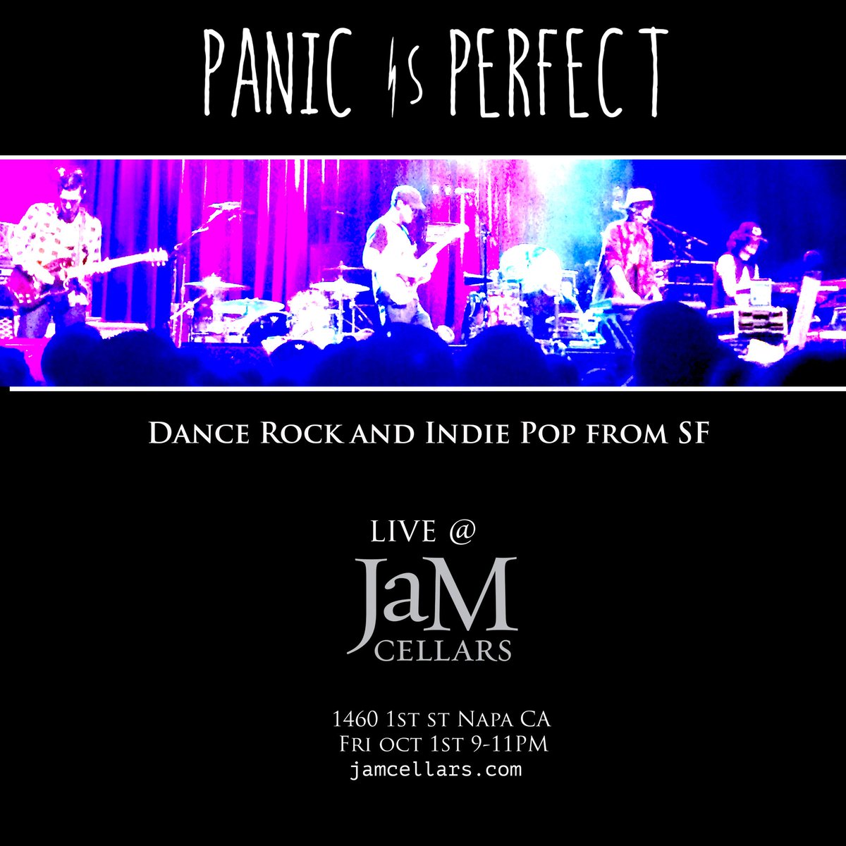 This Friday we will be playing at @Jamcellars in Napa. We are on from 9 to 11pm. Hope to see you there!
jamcellars.com/Visit/JaMSessi…

#jamcellars #liveperformance #newmusic #panicisperfect #musicevents #band #livemusic #newrelease #napaevents #napamusic #napaconcerts #napalife #napa