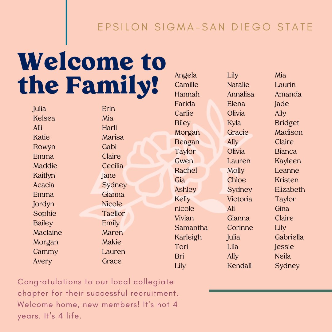 DeltaGammaSD's tweet photo. Welcome to the Family! @deltagammasdsu welcomed over 90 young ladies for Fall Recruitment! https://t.co/OW6TQOqgyU
