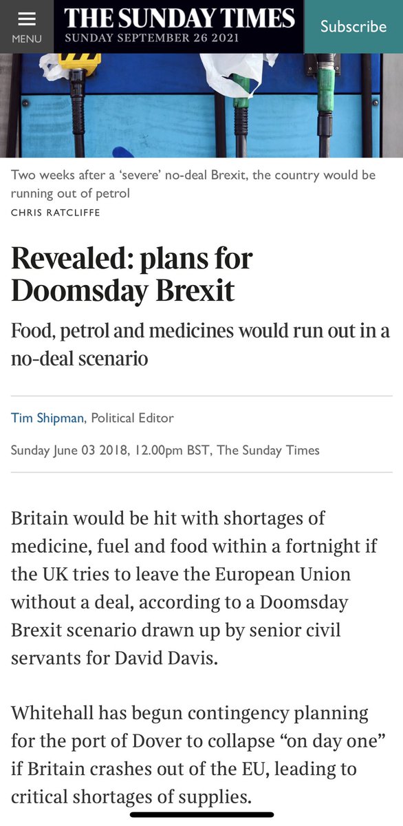 Folk were warned, info was available & yet England still gave tories unfettered power at last GE to get #brexit done. #PetrolShortages