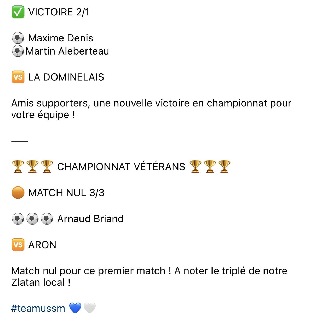 us_sainte's tweet photo. 🏆RÉSULTAT DU WEEK-END 🏆 https://t.co/JNsyeyA6ug