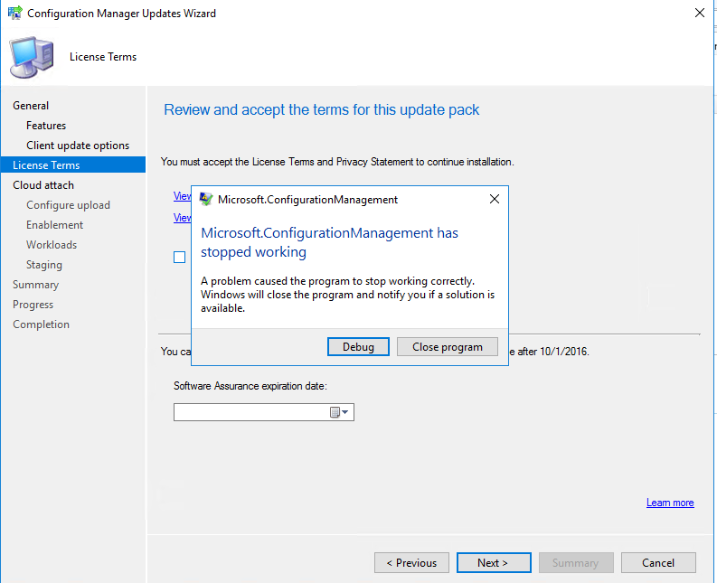 GerryHampson's tweet photo. Upgrading ConfigMgr site to 2107 - console error https://t.co/333oOlqF2z #MEMCM #CurrentBranch https://t.co/G5DjjUHyd7