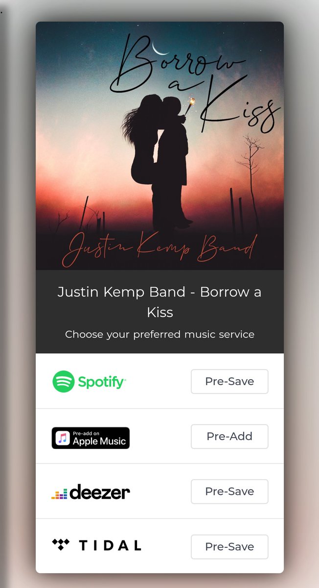 JustinKempBand's tweet photo. Have you pre-saved "Borrow A Kiss"? Pre-Saving is free and every one helps us move up in the charts!! Thank you guys for ALL of your support!! #KempinItCountry #NewMusic #NewCounty
https://t.co/WvfOVxvSML https://t.co/rolDjsBepV