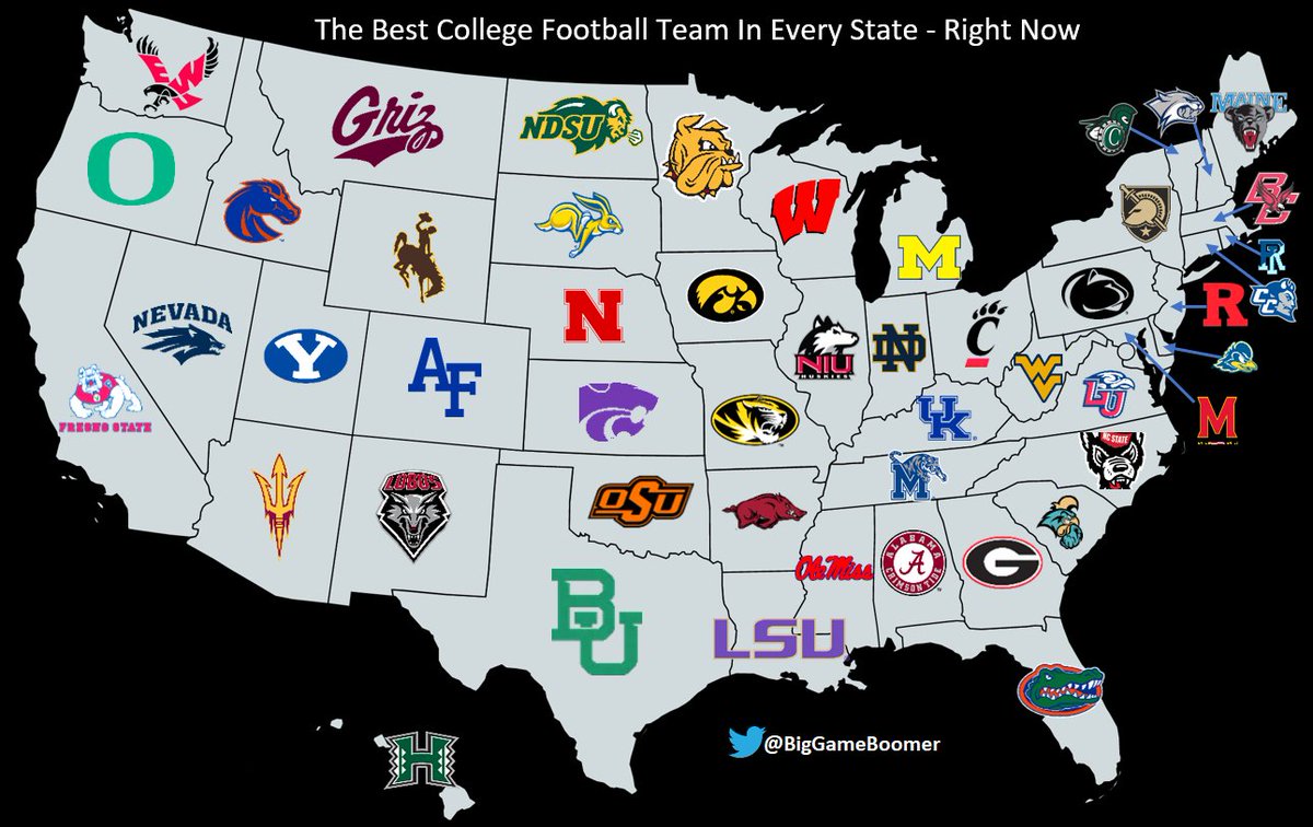 BigGameBoomer's tweet image. The Best College Football Team In Every State

-Right Now