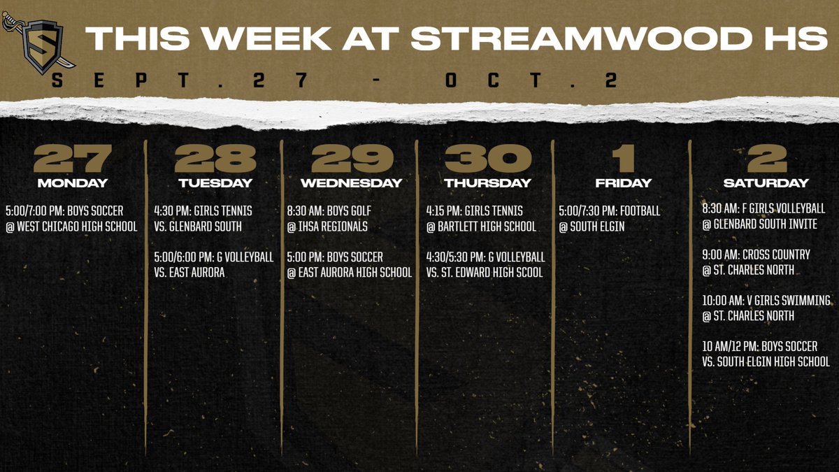 SabresAD's tweet photo. Let's make it a great week, Sabres!
@StreamwoodHS @StreamwoodSocc1 @StreamwoodSabr1 @SabresFB @StreamwoodGolf @SabresTennis @Sabrehawks @sabresxcandtf https://t.co/umUYP0YEt4