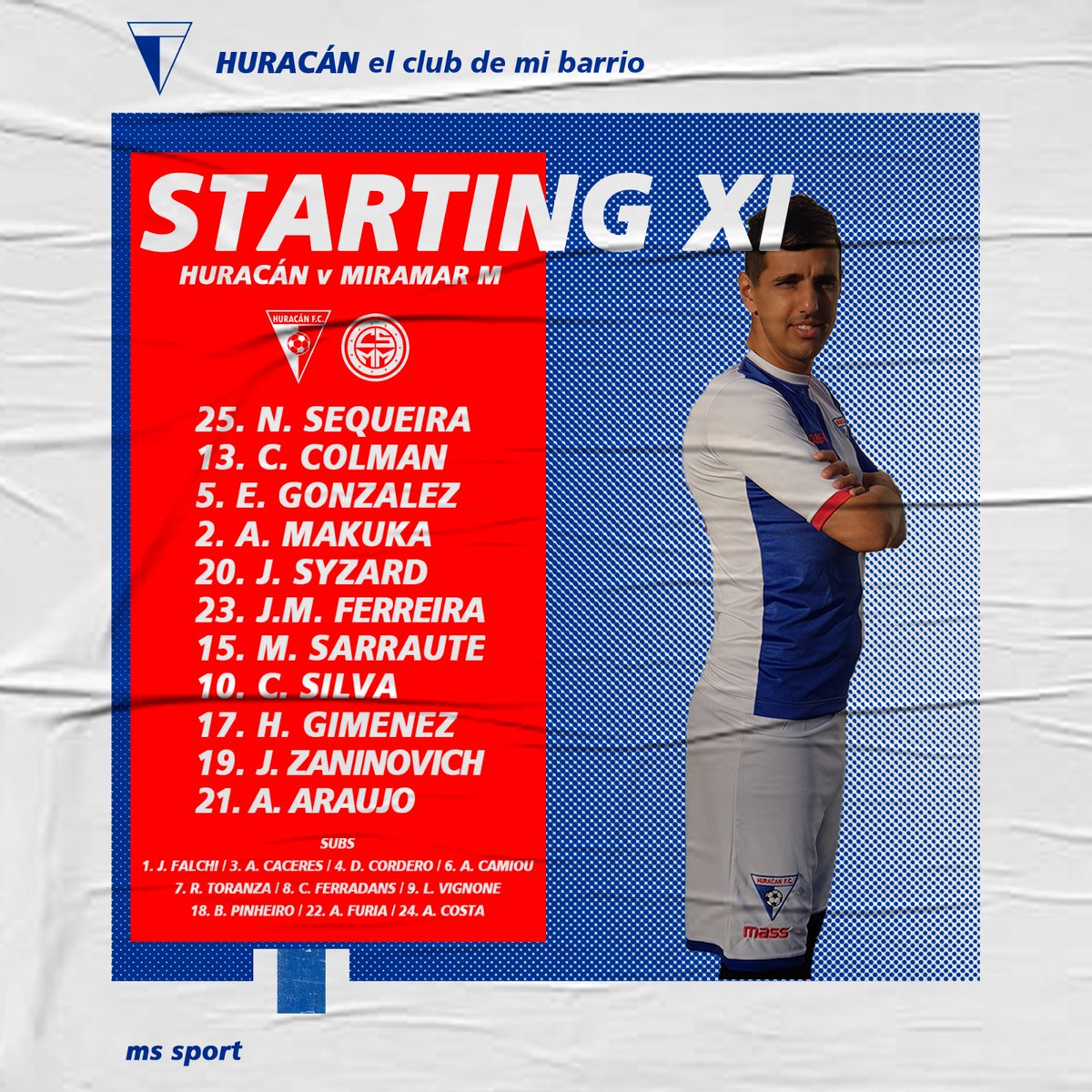 @AmateurAUF | XI 
Esta tarde cueste lo que cueste 👊🏻

¡Asi vamos! Vamos Huracán 

Los elegidos por Fabian Bauhoffer  en su primer partido al mando del primer equipo.