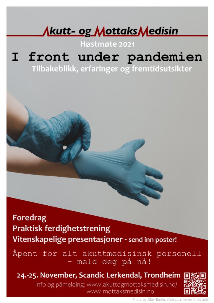Norsk forening for akutt- og mottaksmedisin inviterer til et spektakulært høstmøte 24.-25. november 2021 i Trondheim. Dette blir et samlingspunkt for alt akuttmedisinsk personell. Meld deg på akuttogmottaksmedisin.no eller mottaksmedisin.no. Kommer du?