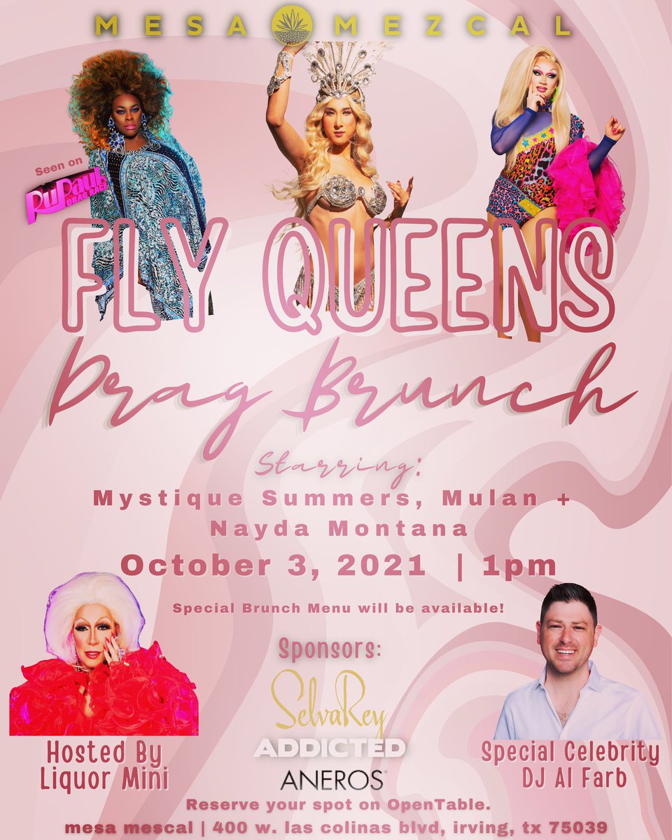 TheLiquorMini's tweet photo. FLY QUEENS DRAG BRUNCH @MESAMEZCAL Reserve your tables NOW they are going fast. https://t.co/ivDYjEWPgF