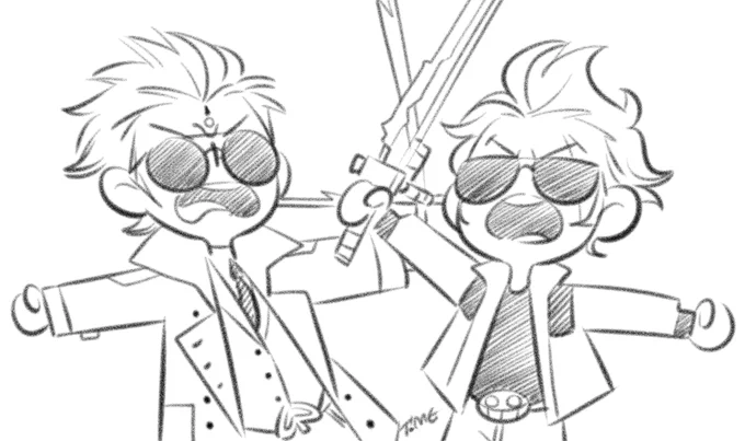 Quick scribble of some angry little shade twins with (not) lightsabers. #NMH3 #NoMoreHeroes3 