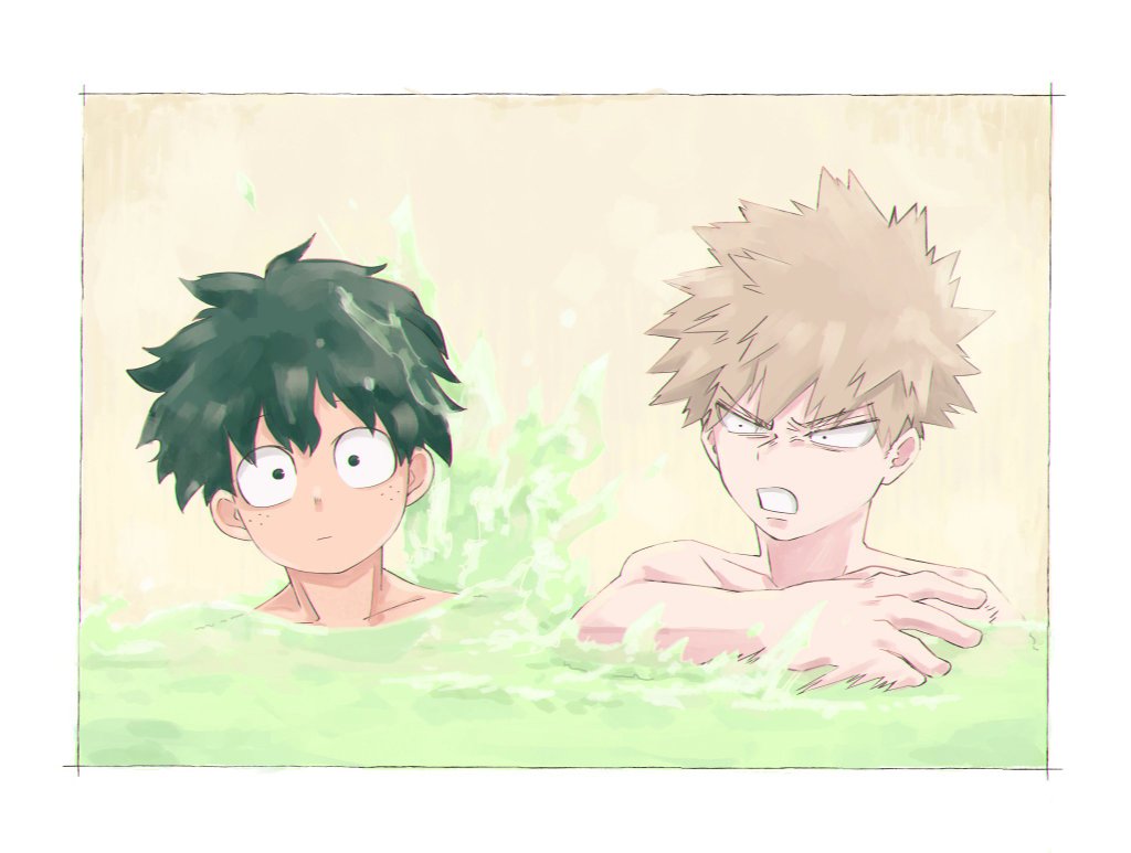 爆豪勝己 ,緑谷出久 「幼馴染 … ♨ 」|🍬🍫🍪のイラスト
