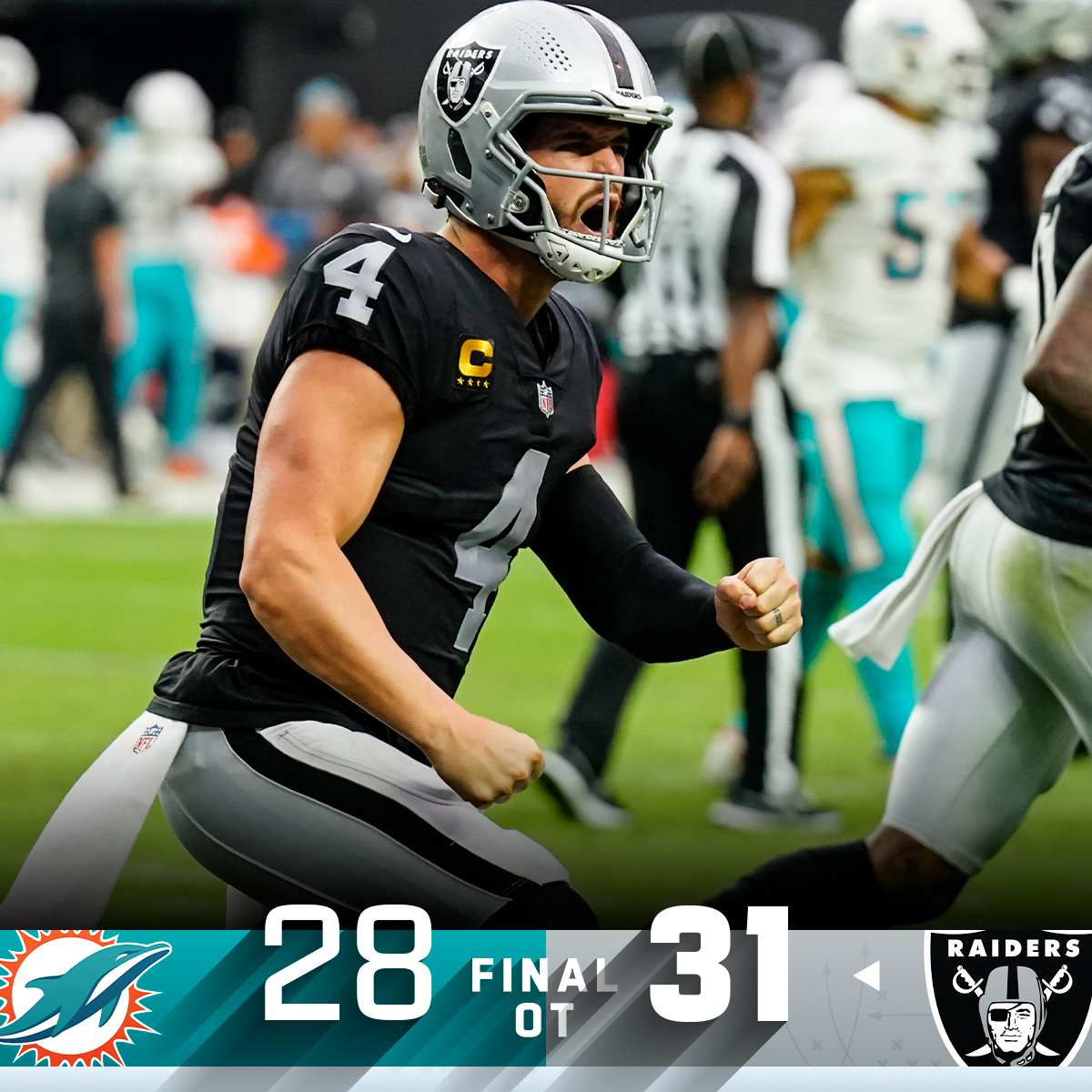 FINAL: Just win, baby. The @raiders are 3-0 for the first time since 2002! #RaiderNation #MIAvsLV
