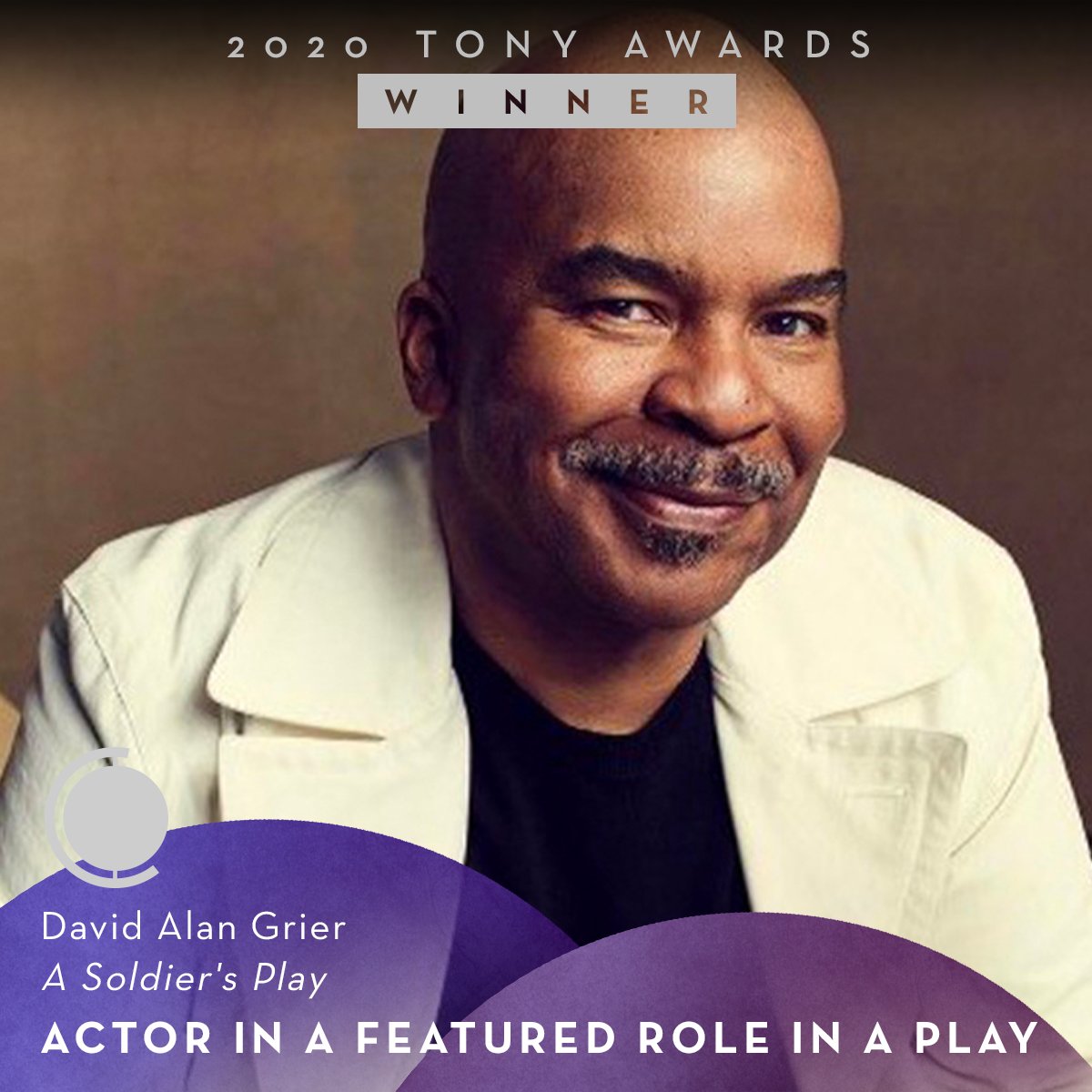 Congrats to @davidalangrier of #ASoldiersPlay, #TonyAwards-winner for Actor in a Featured Role in a Play. Bravo!