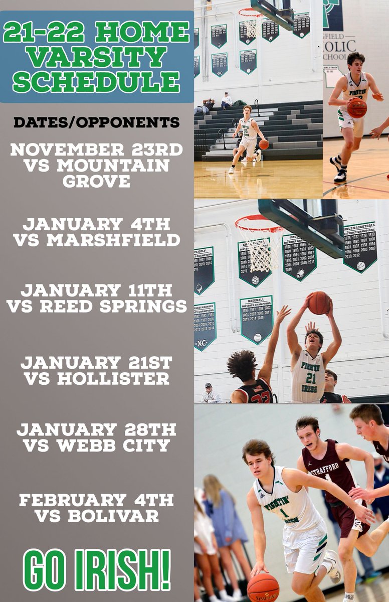 SCHSIrishBB's tweet photo. Irish fans mark your calendars!!!!🍀

Home schedule is posted below⬇️⬇️⬇️ https://t.co/CjSUGrtIQc